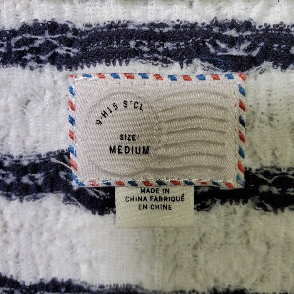 Anthropologie Postmark Top Womens M Blue White Stripe Walkwrite Nautical Coastal - Picture 6 of 8